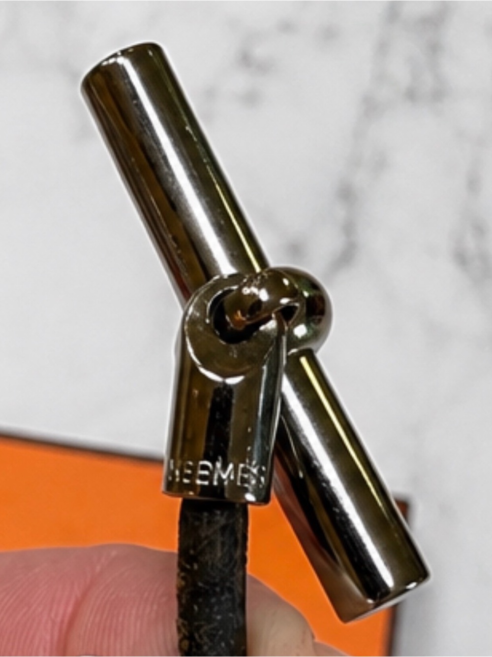 Hermes Black Leather Bracelet with Silver Palladium Hardware - Picture 3 of 3